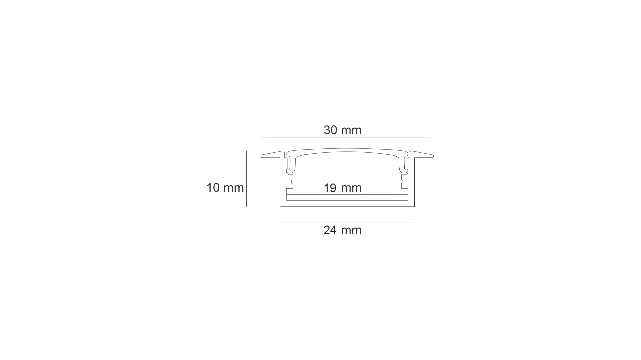Алуминиев профил за LED лента BM 619 | 30×10 мм | За вграждане | 3 метра