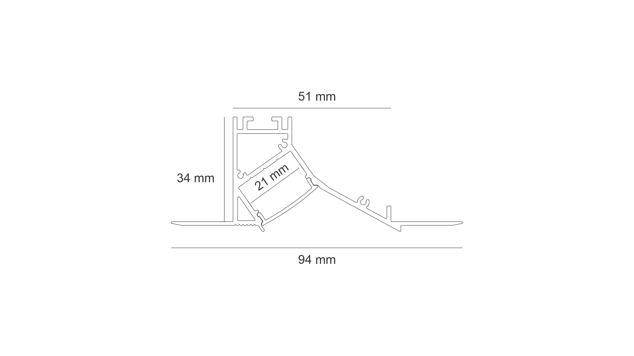 Алуминиев профил за LED лента Trimless Fillet (94x34 мм, IP21)