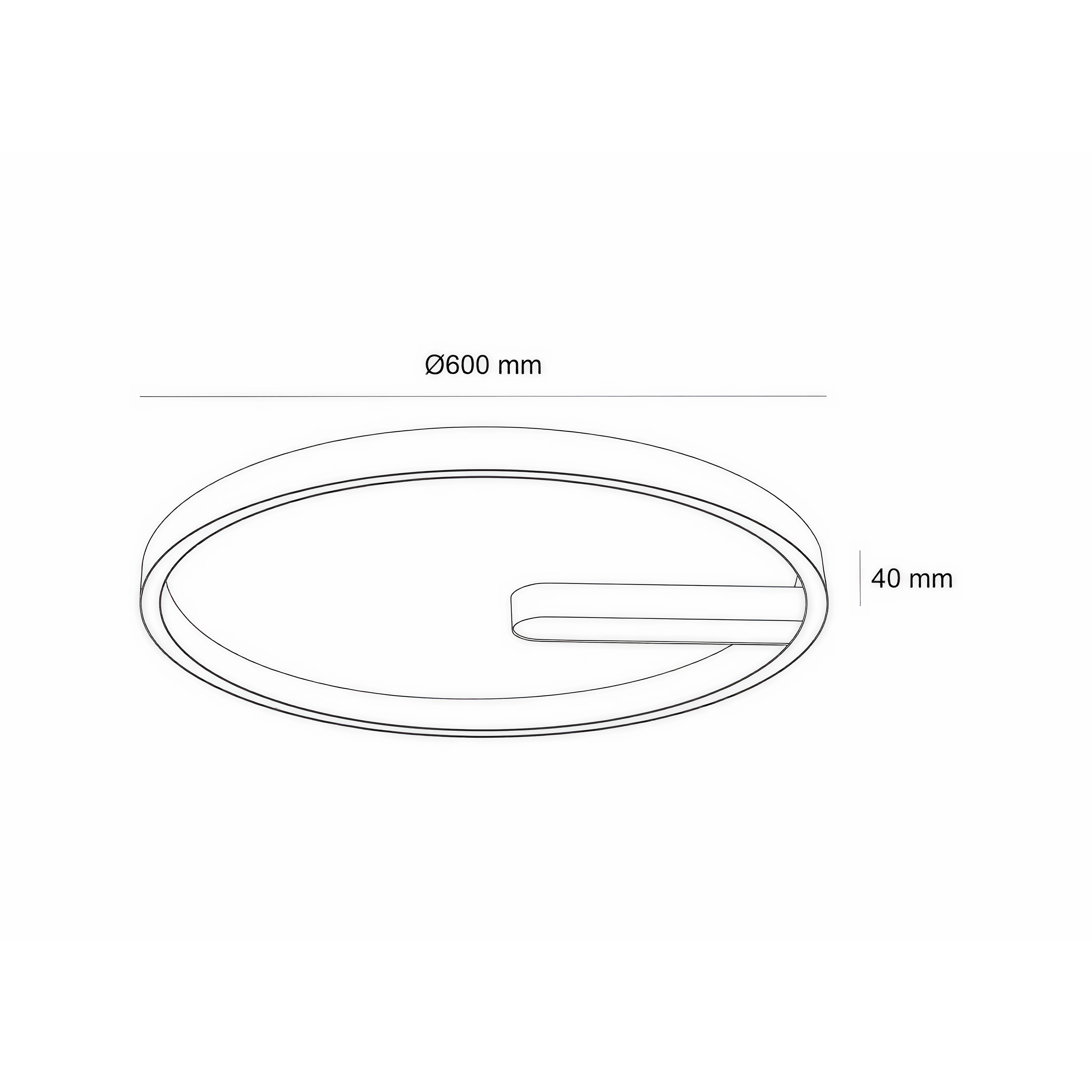 Кръгъл LED плафон Minimal | Черен | G-образен | 60cm | 45W