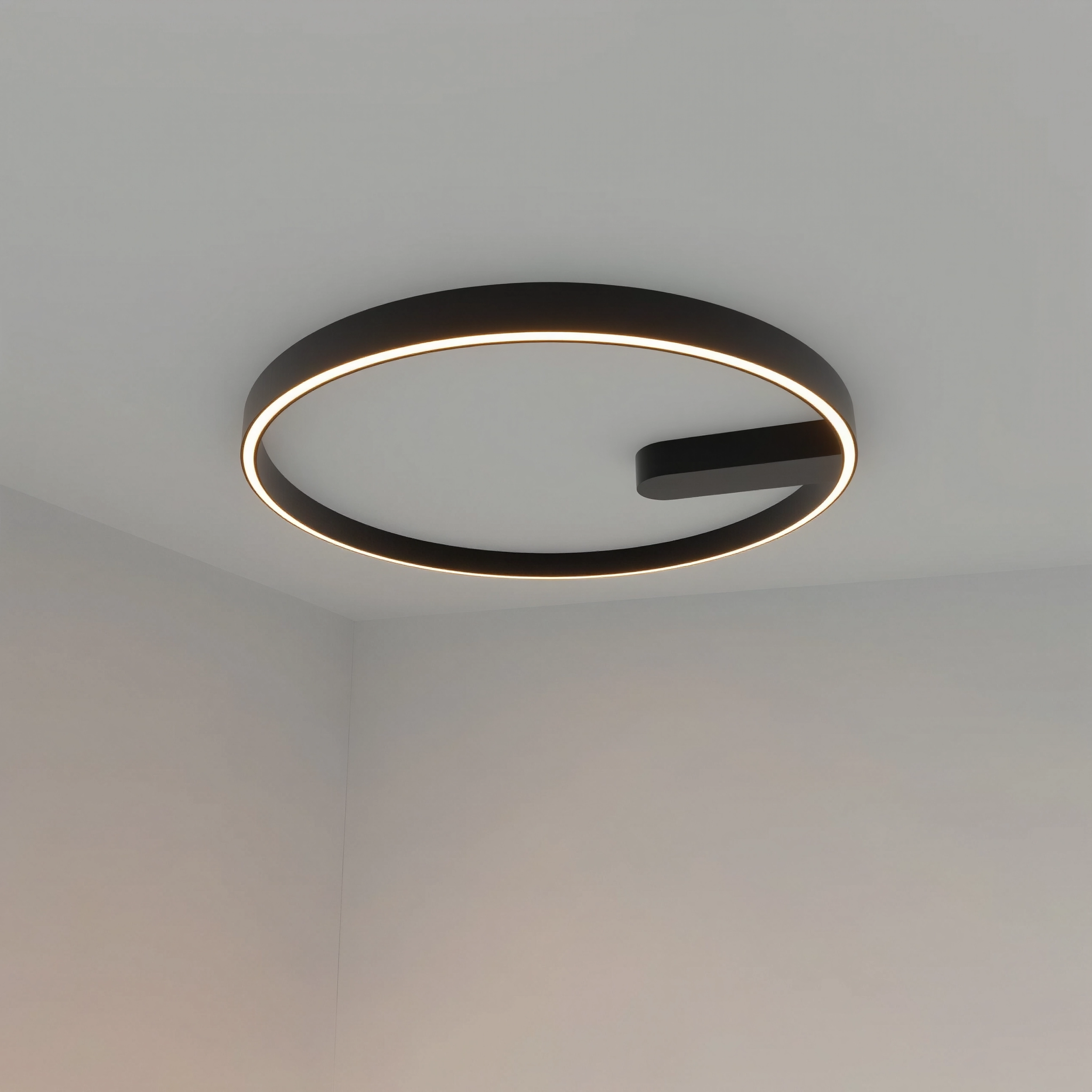 Кръгъл LED плафон Minimal | Черен | G-образен | 60cm | 45W