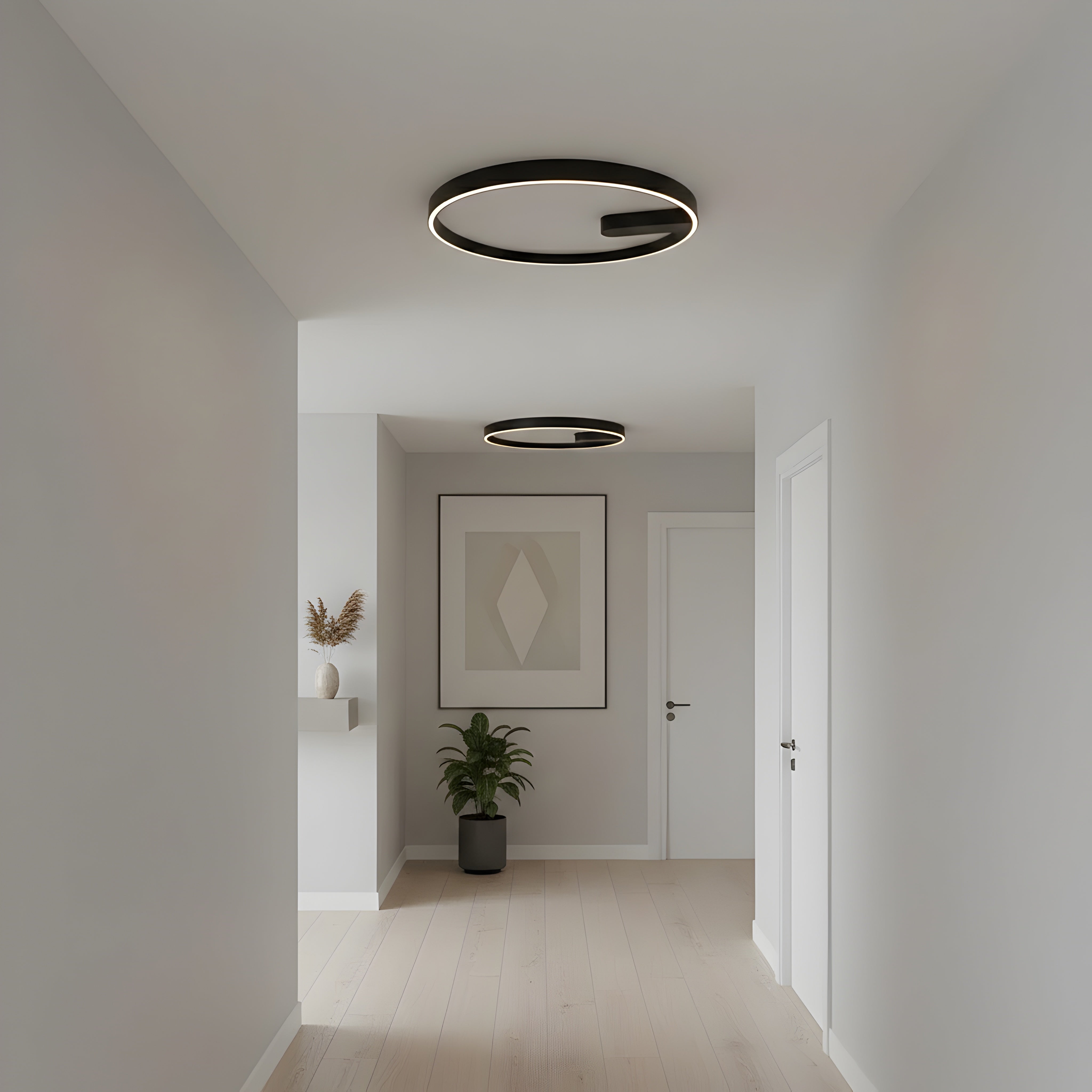 Кръгъл LED плафон Minimal | Черен | G-образен | 60cm | 45W