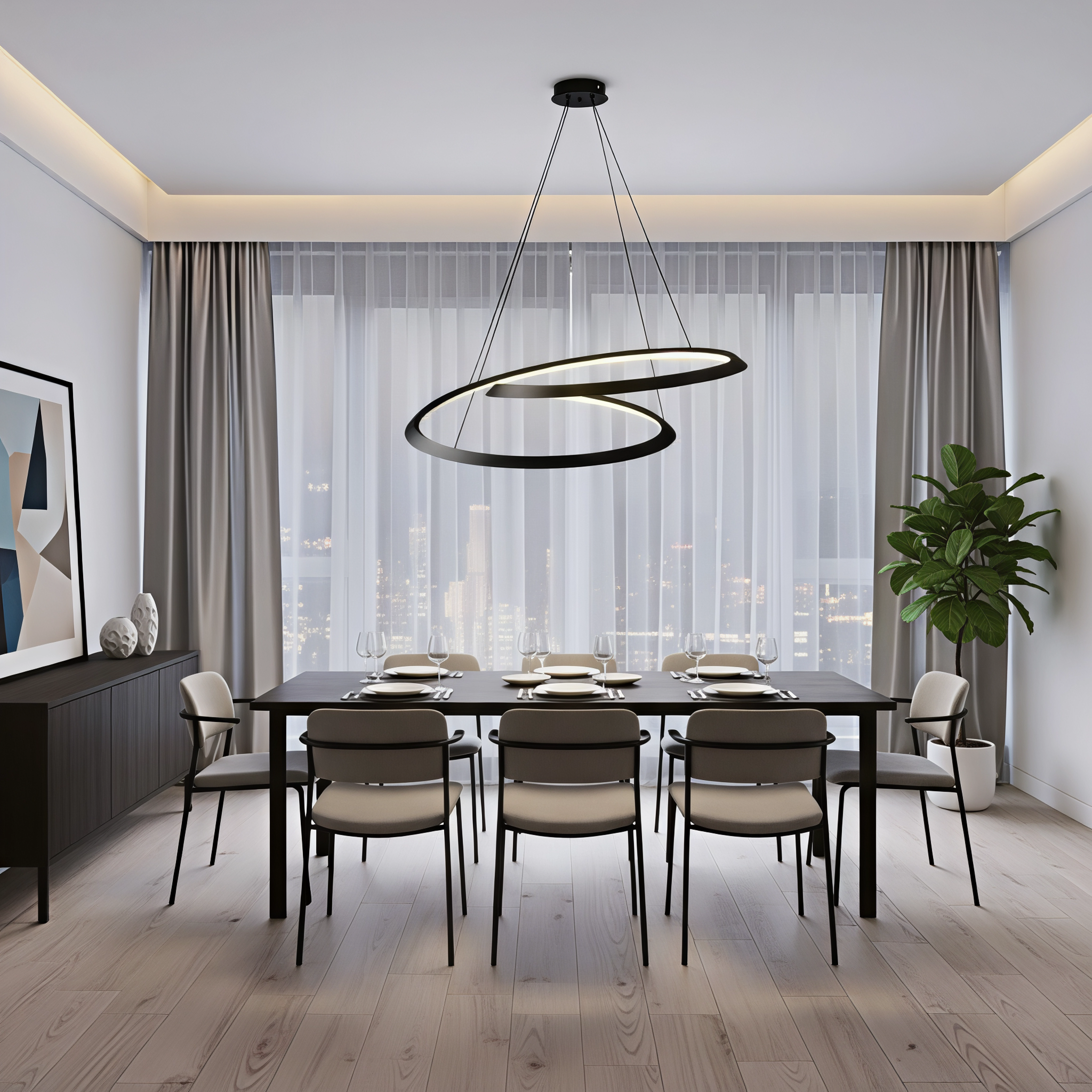 LED полилей Vortex | Черен | Динамична двойна спирала | 30W | 3000K
