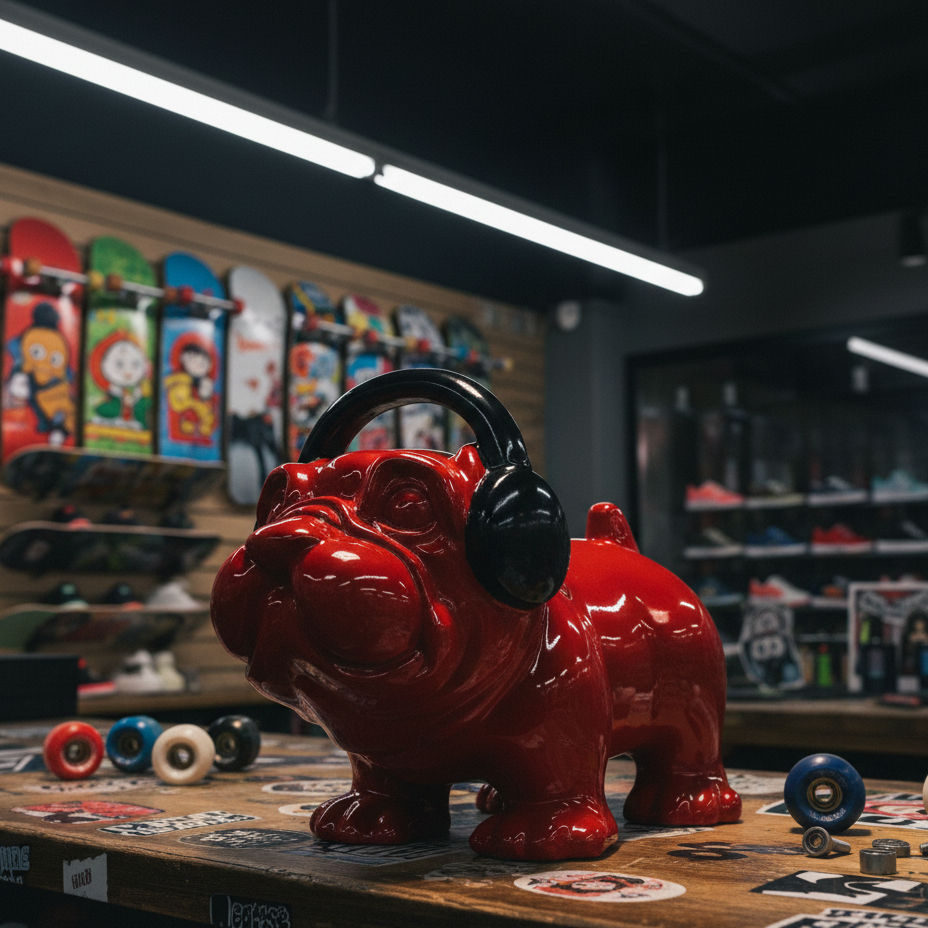 Декоративно куче със слушалки Red Dog | Гланцово червено | 29cm