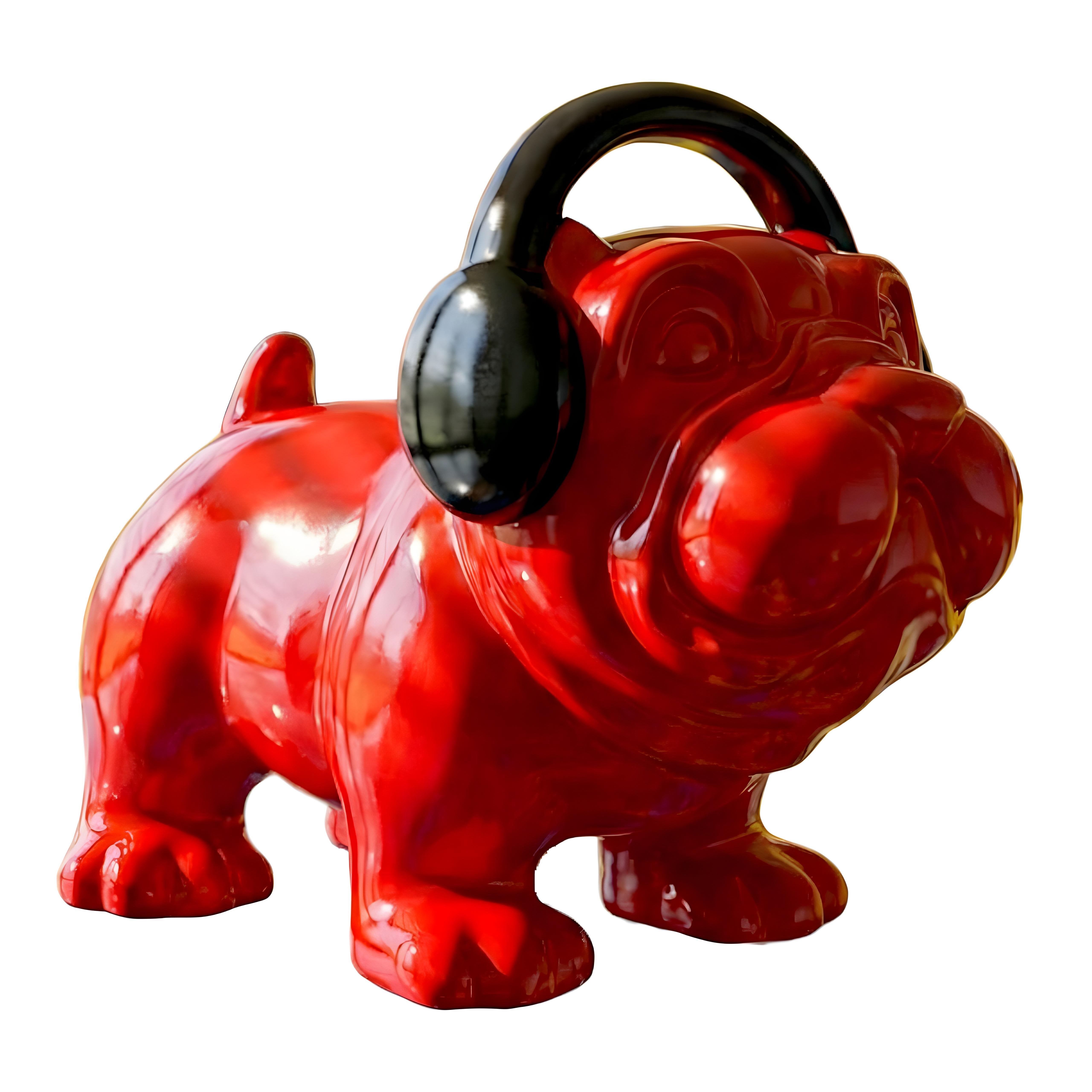 Декоративно куче със слушалки Red Dog | Гланцово червено | 29cm