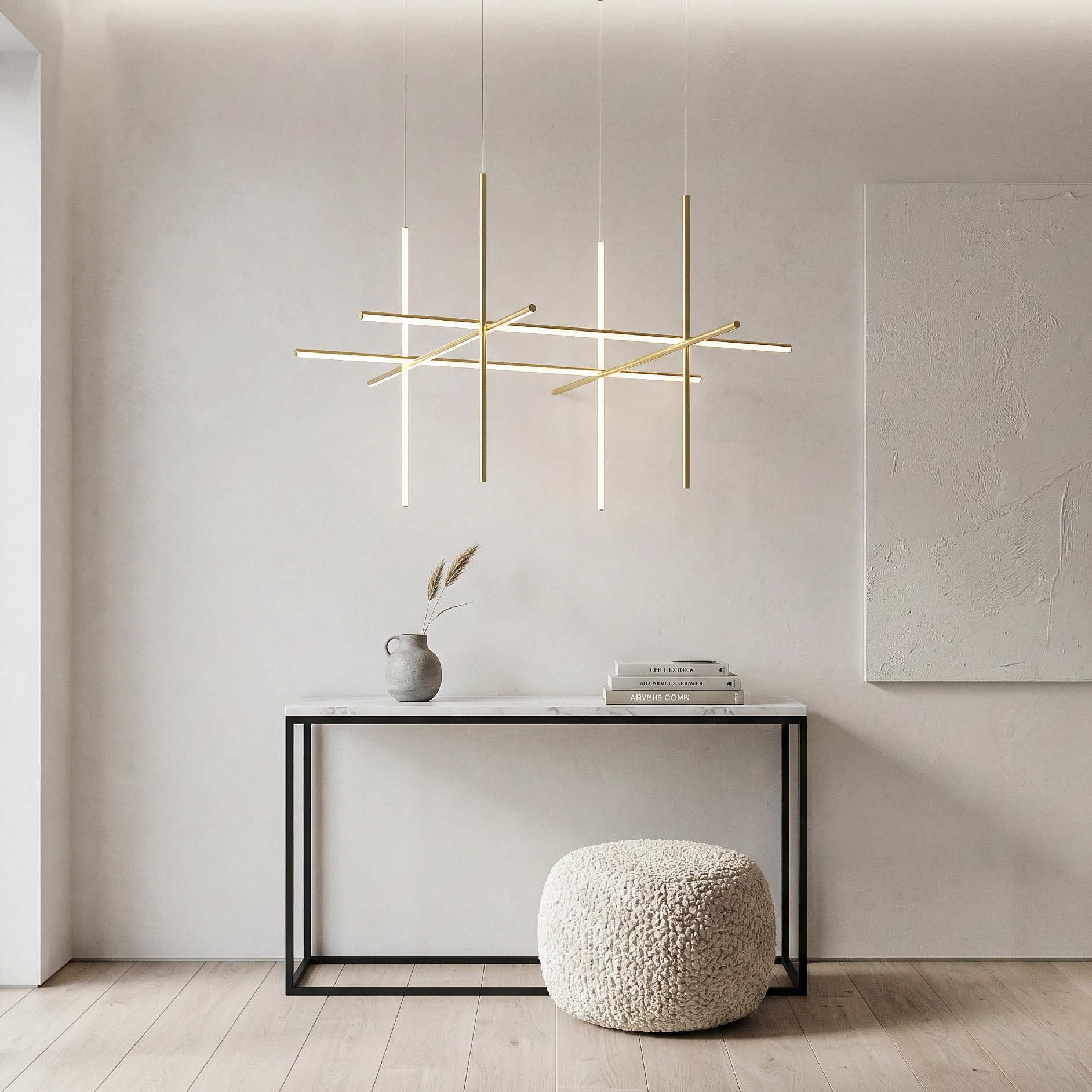 Дизайнерска висяща LED лампа Linear L | 60W | Черна | Геометрична
