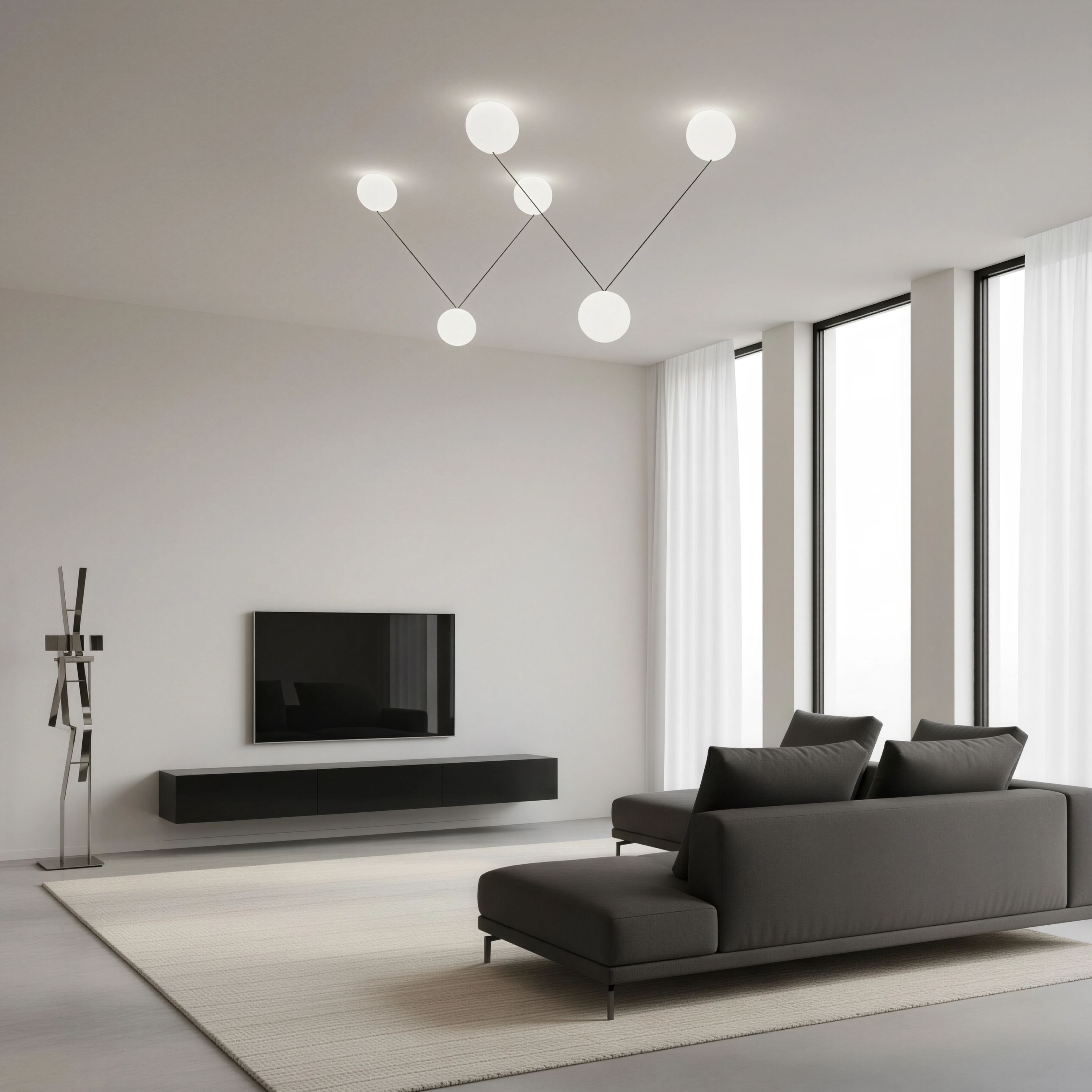 Дизайнерски LED полилей Pulse | 3 акрилни сфери | 3x24W