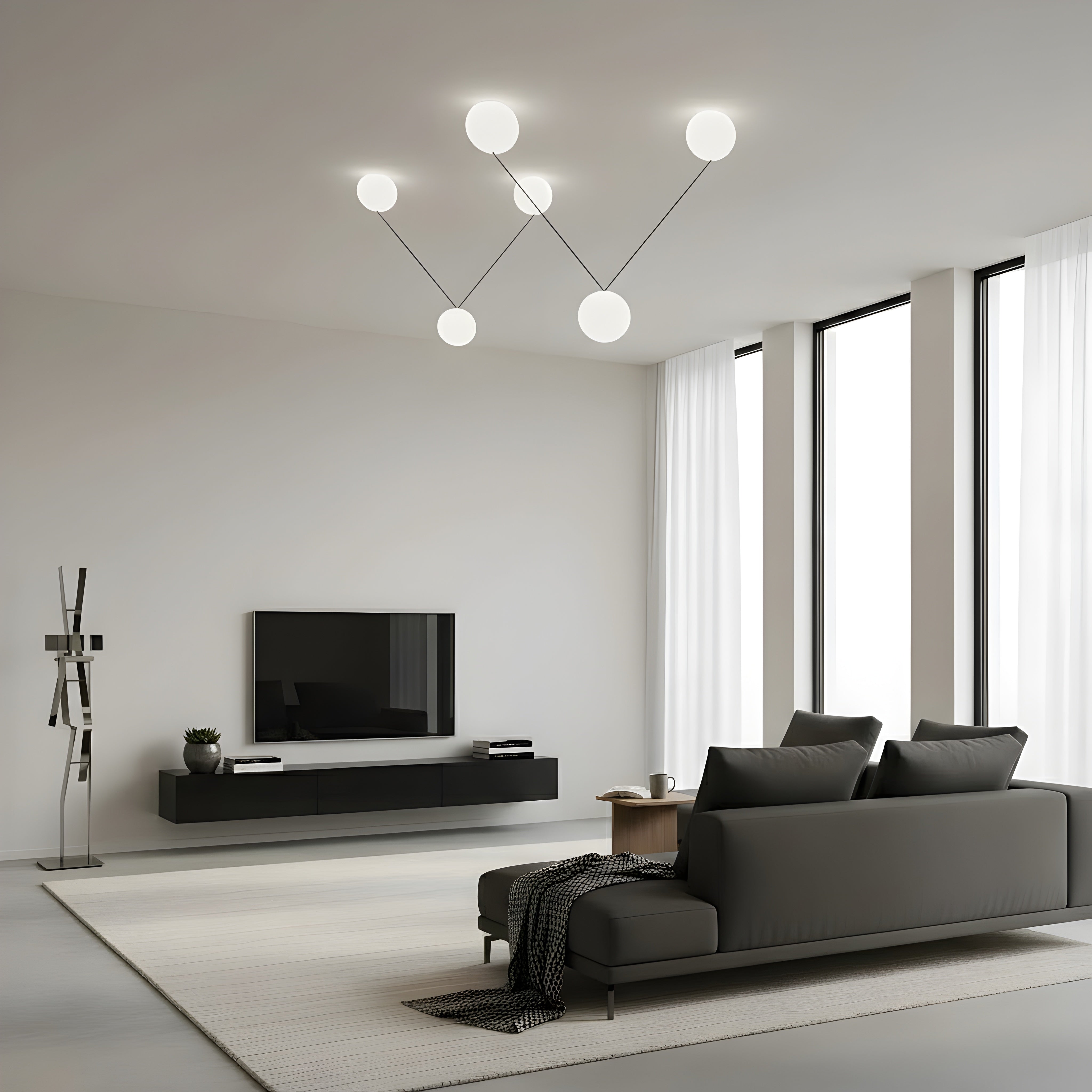 Дизайнерски LED полилей Pulse | 3 акрилни сфери | 3x24W