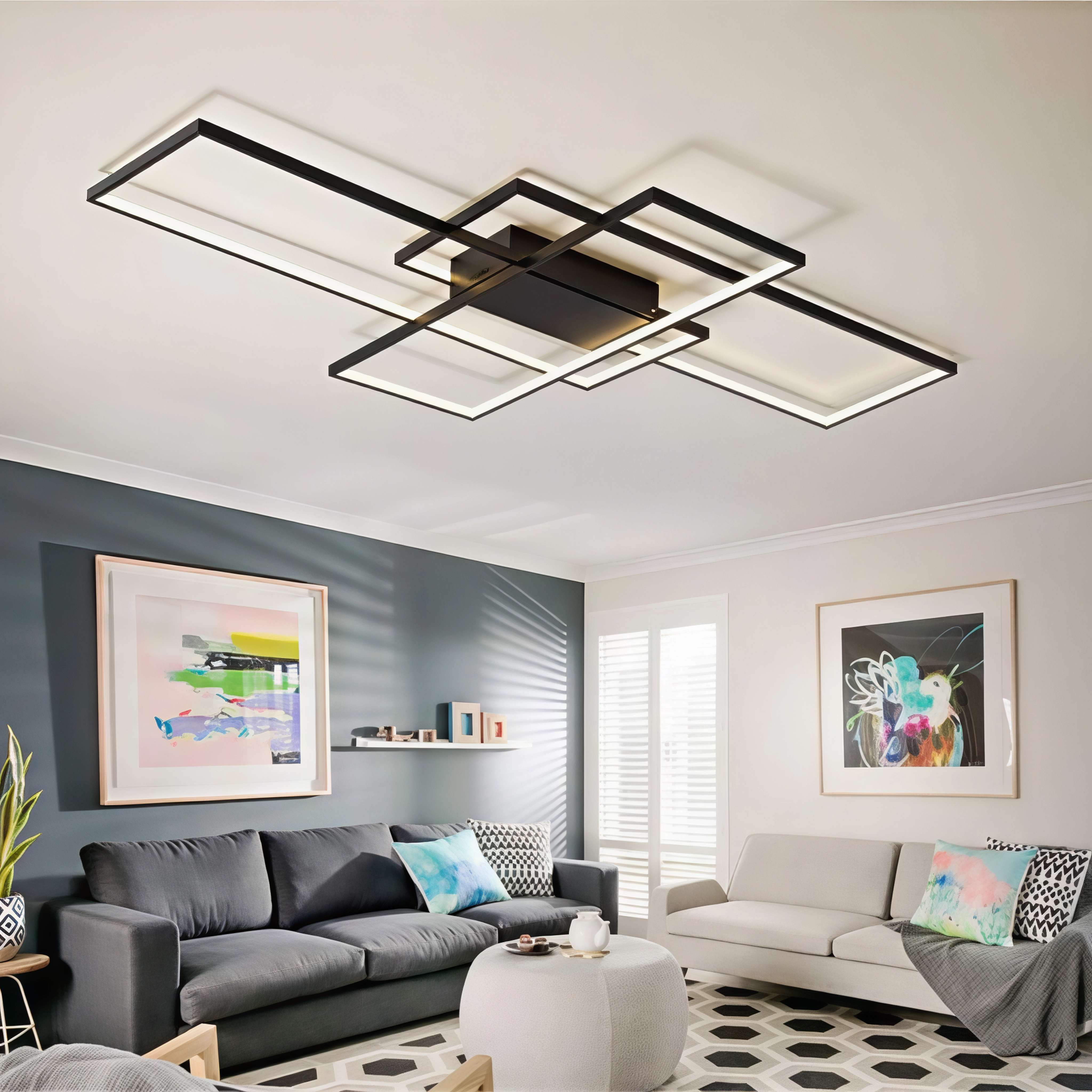 Голям LED плафон Triple | Геометричен дизайн | 68W