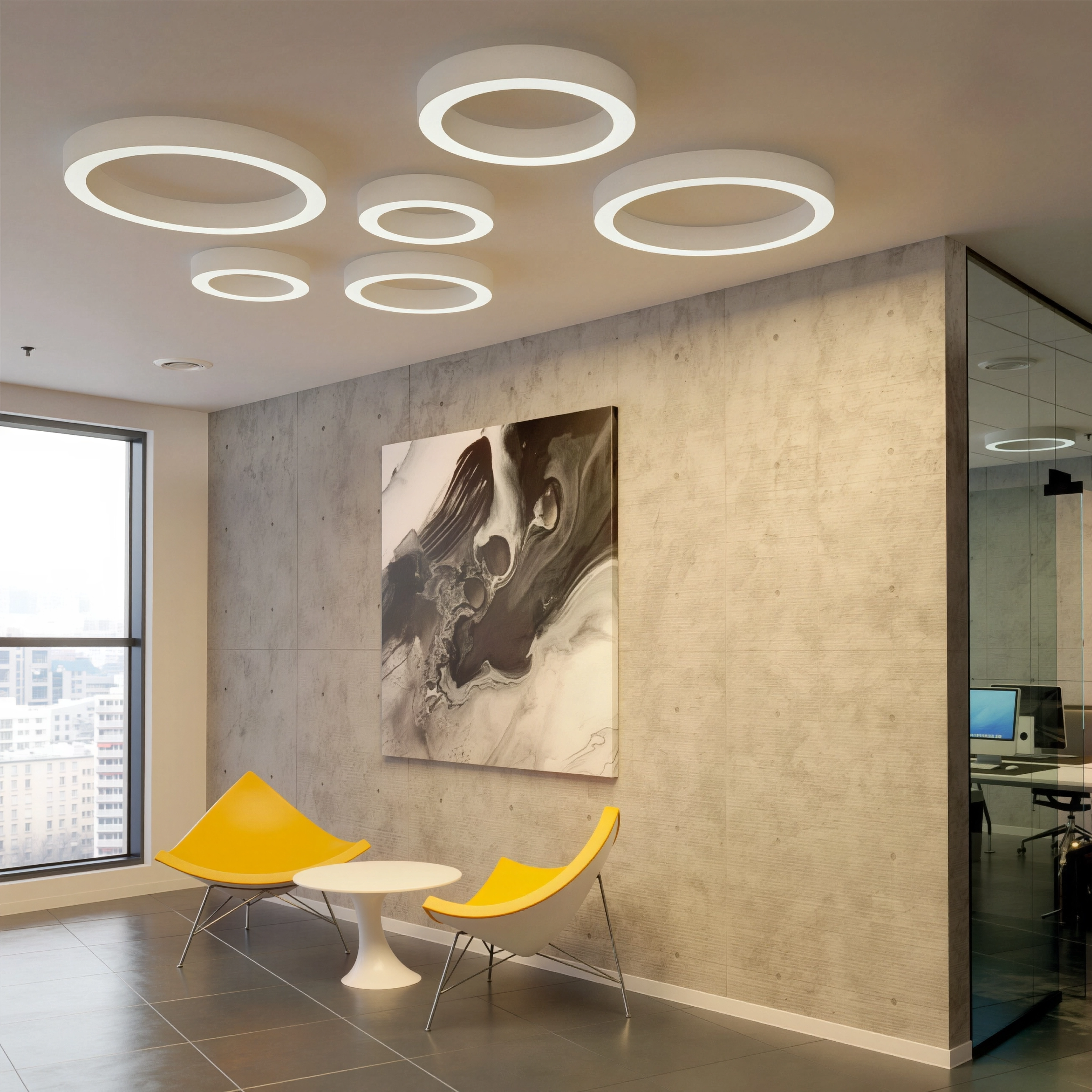 Кръгла LED плафониера Daylight | Бял светлинен пръстен | ⌀60/80cm