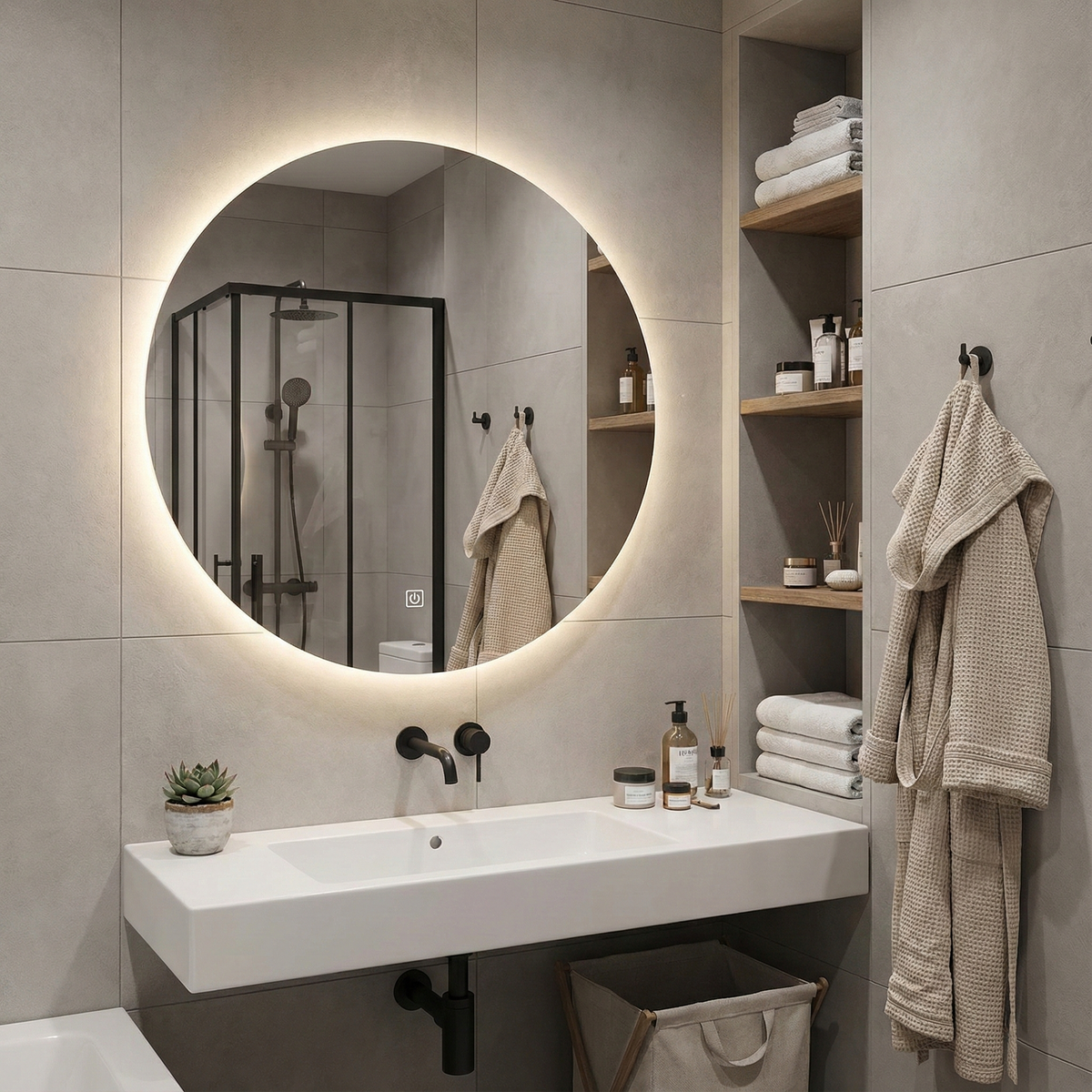 Кръгло LED огледало Circle 60cm | Anti Fog | Touch Control | IP44