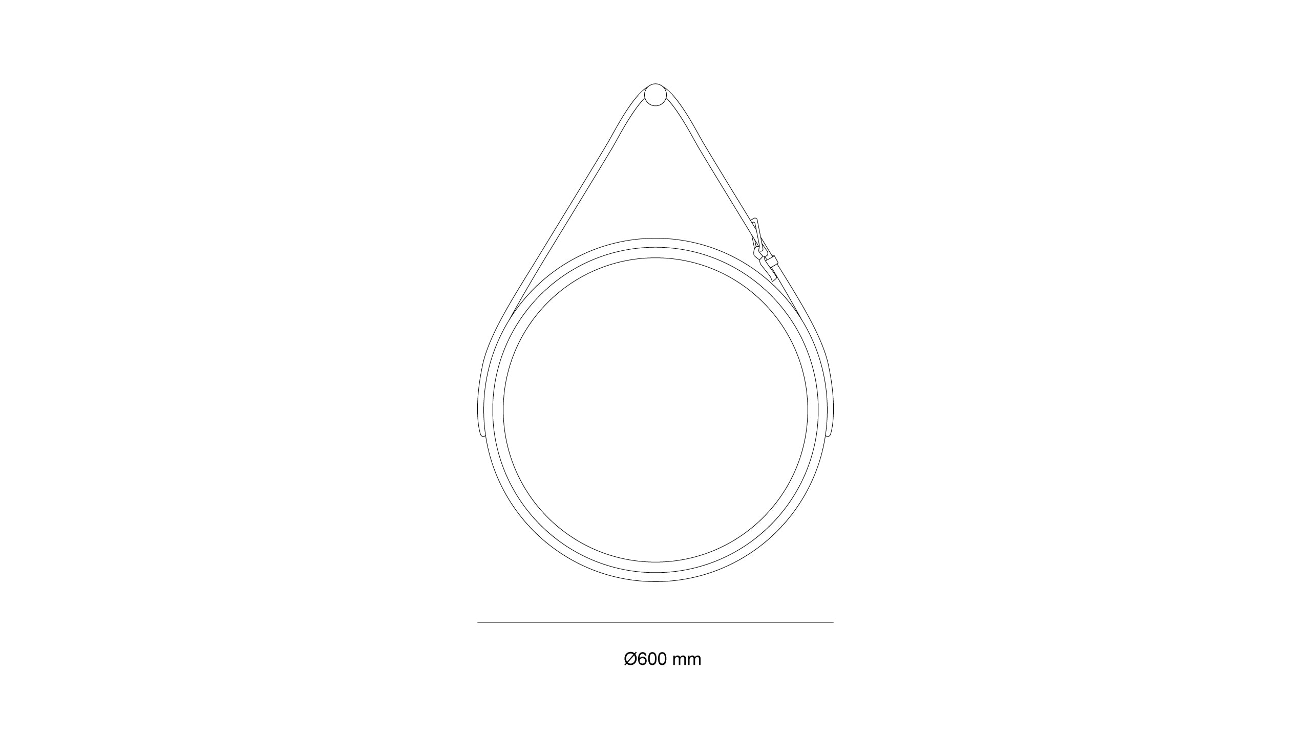 Кръгло LED огледало Strap | Кожен колан | 60cm | Anti Fog | Touch Control