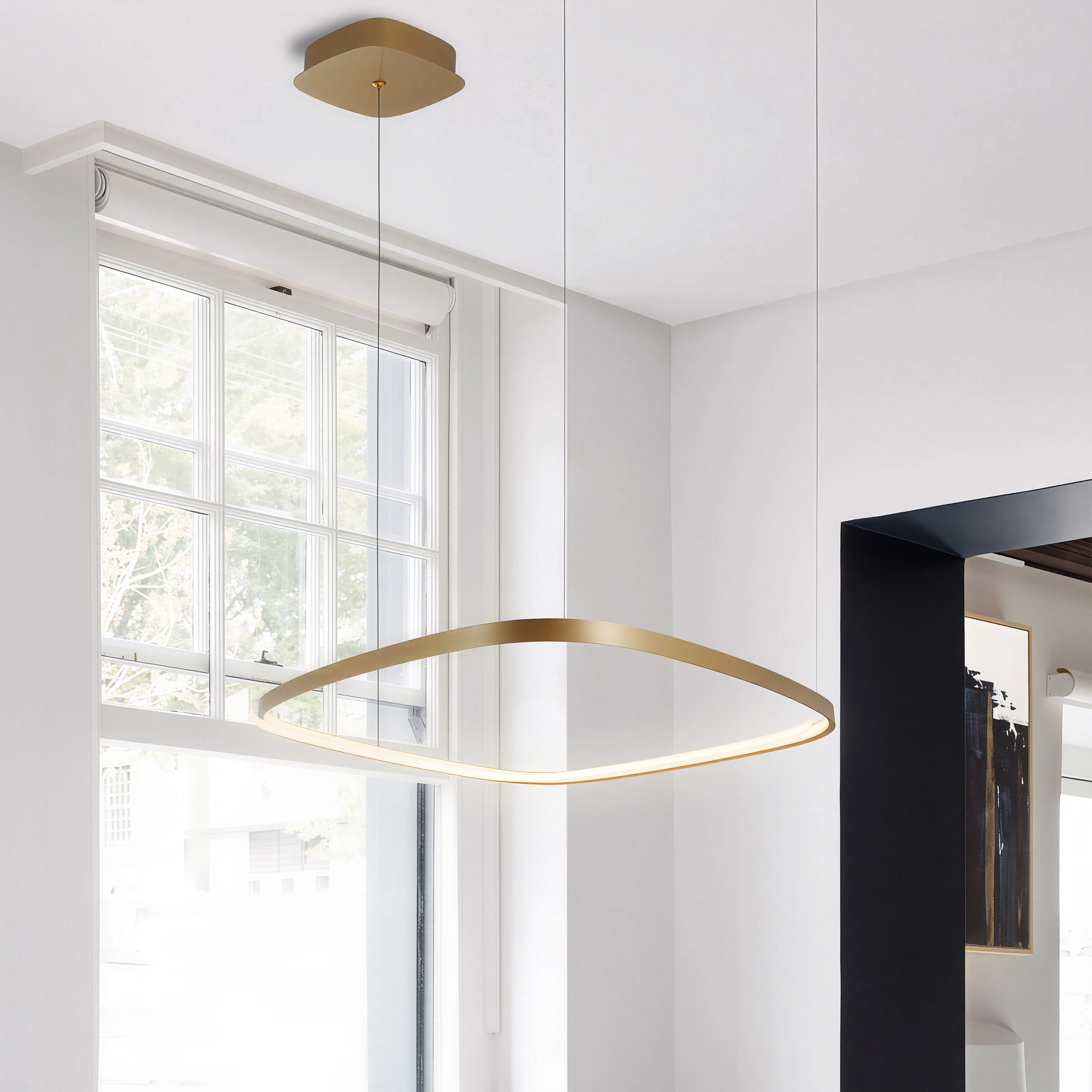 Квадратен висящ LED полилей Helix | Златен/Черен | 3-CCT