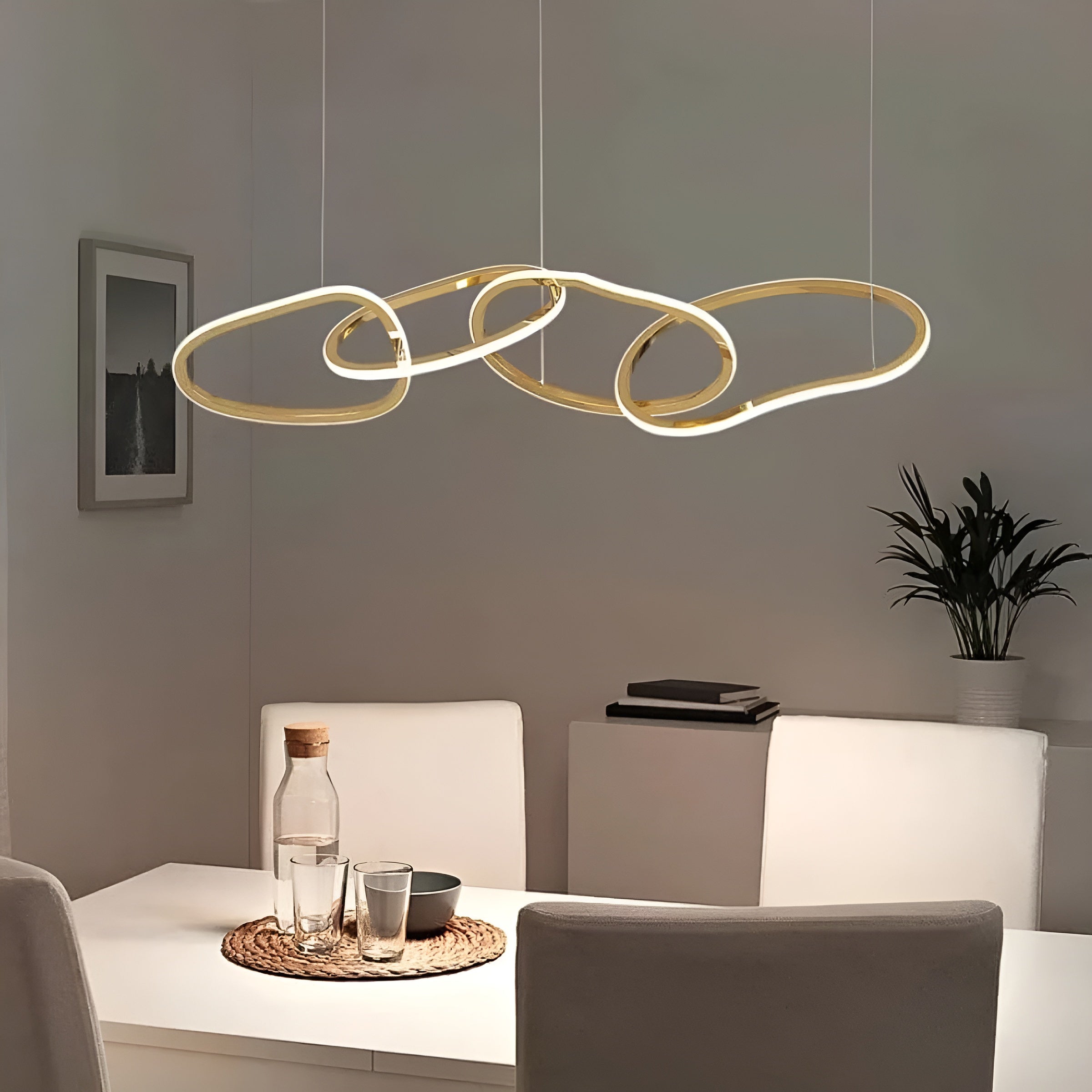 LED полилей Meridian | Висящи халки | Златист | Черен | 35W | 3000K