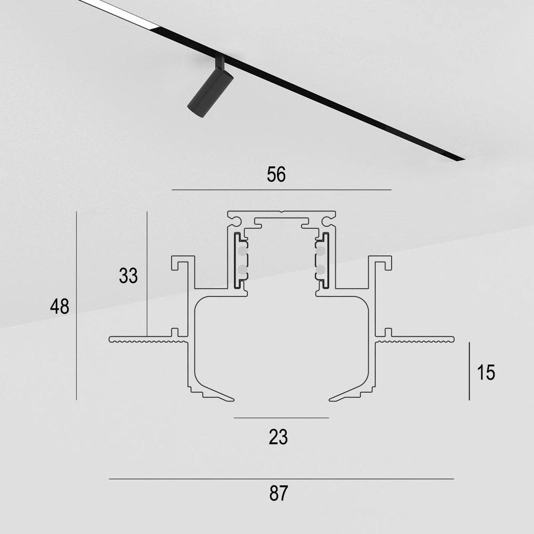 Магнитна шина за вграден монтаж Magnet Line Trimless 23mm