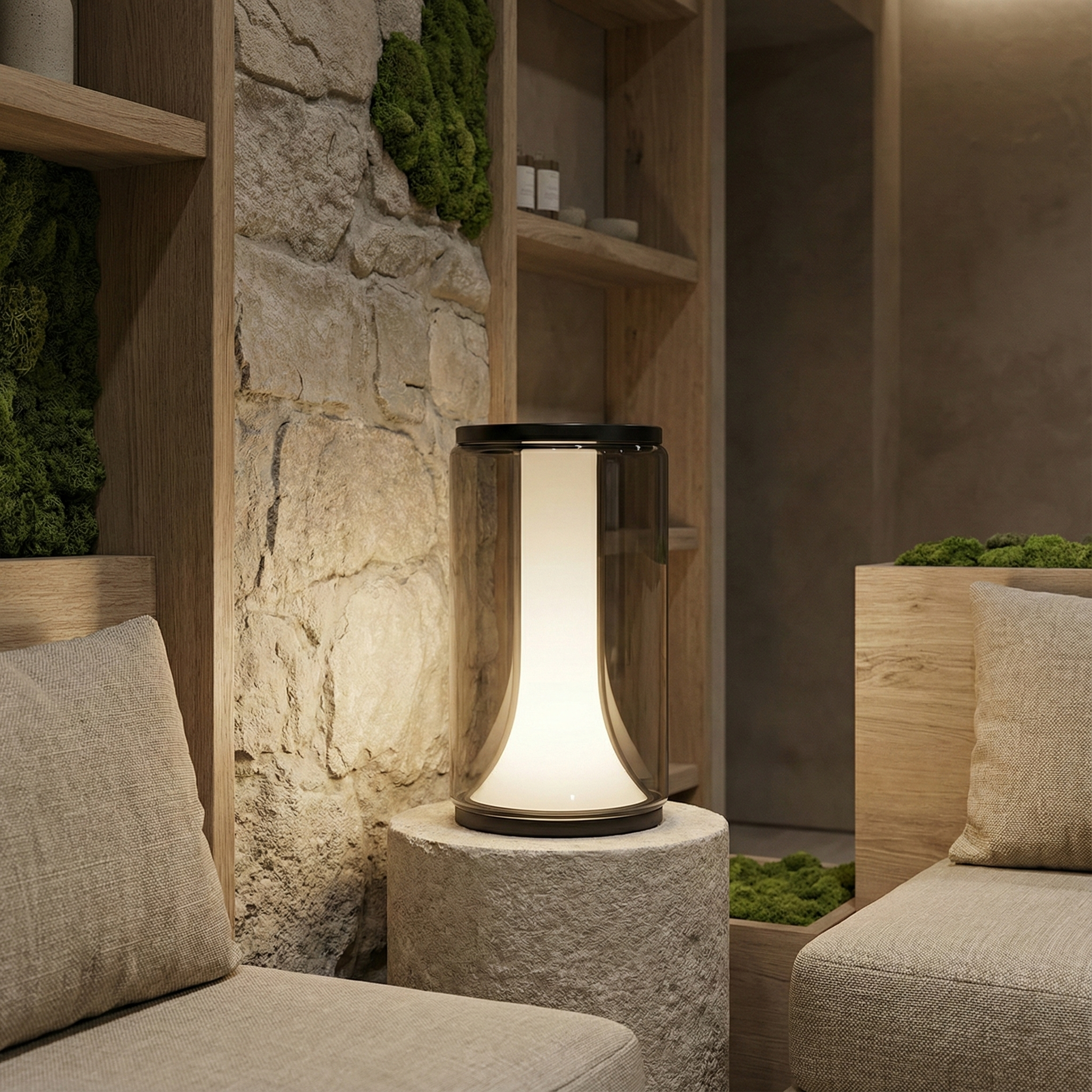 Настолна LED лампа Vivente | Цилиндрично стъкло | 15W | 3000K