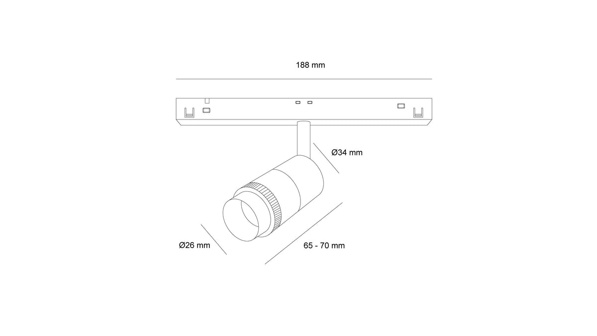 Осветително тяло(спот) Eye Zoom Magnet (6W, 3000K) за магнитна система 23 mm