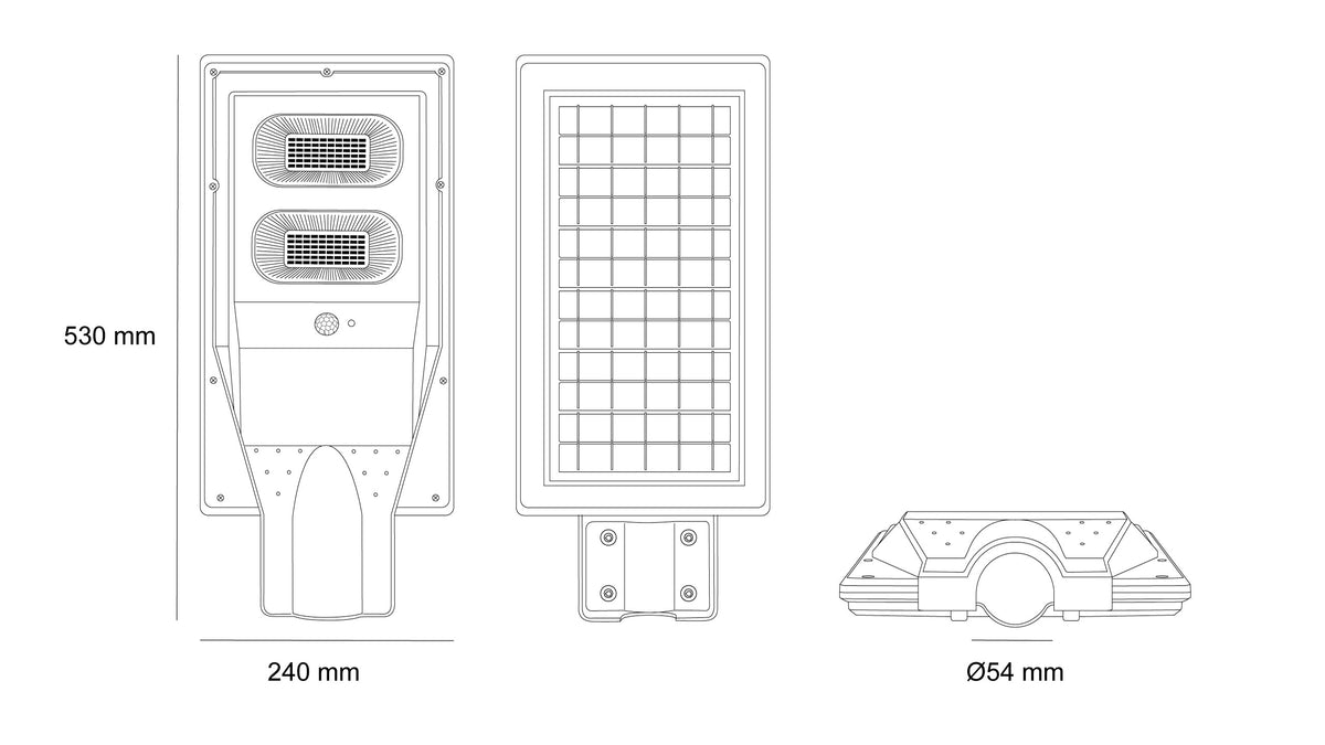 Соларна улична лампа със сензор Suneco | IP65 | 6000K | 120° ъгъл