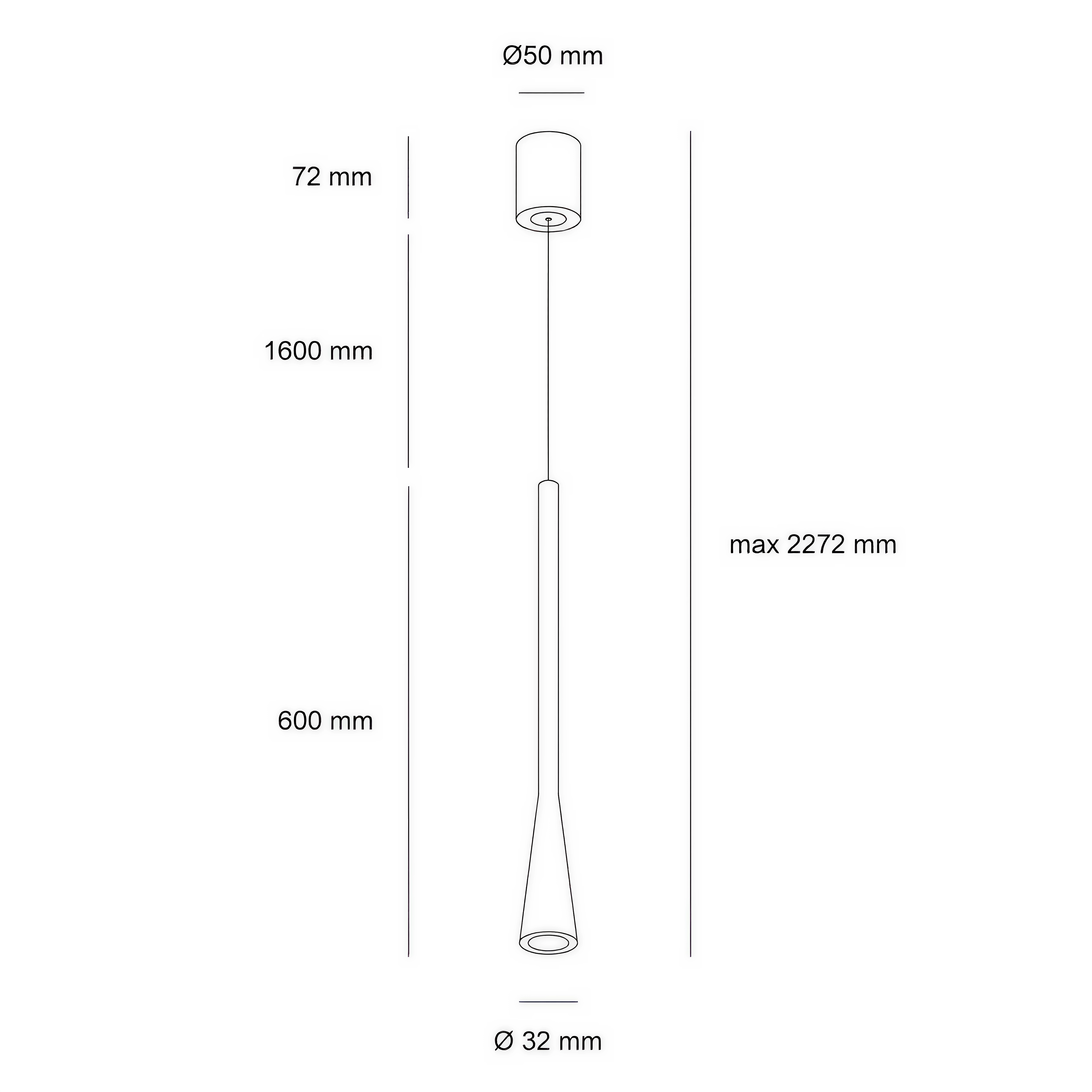 Цилиндричен висящ пендел Spark | 60cm | 3000K | 7W