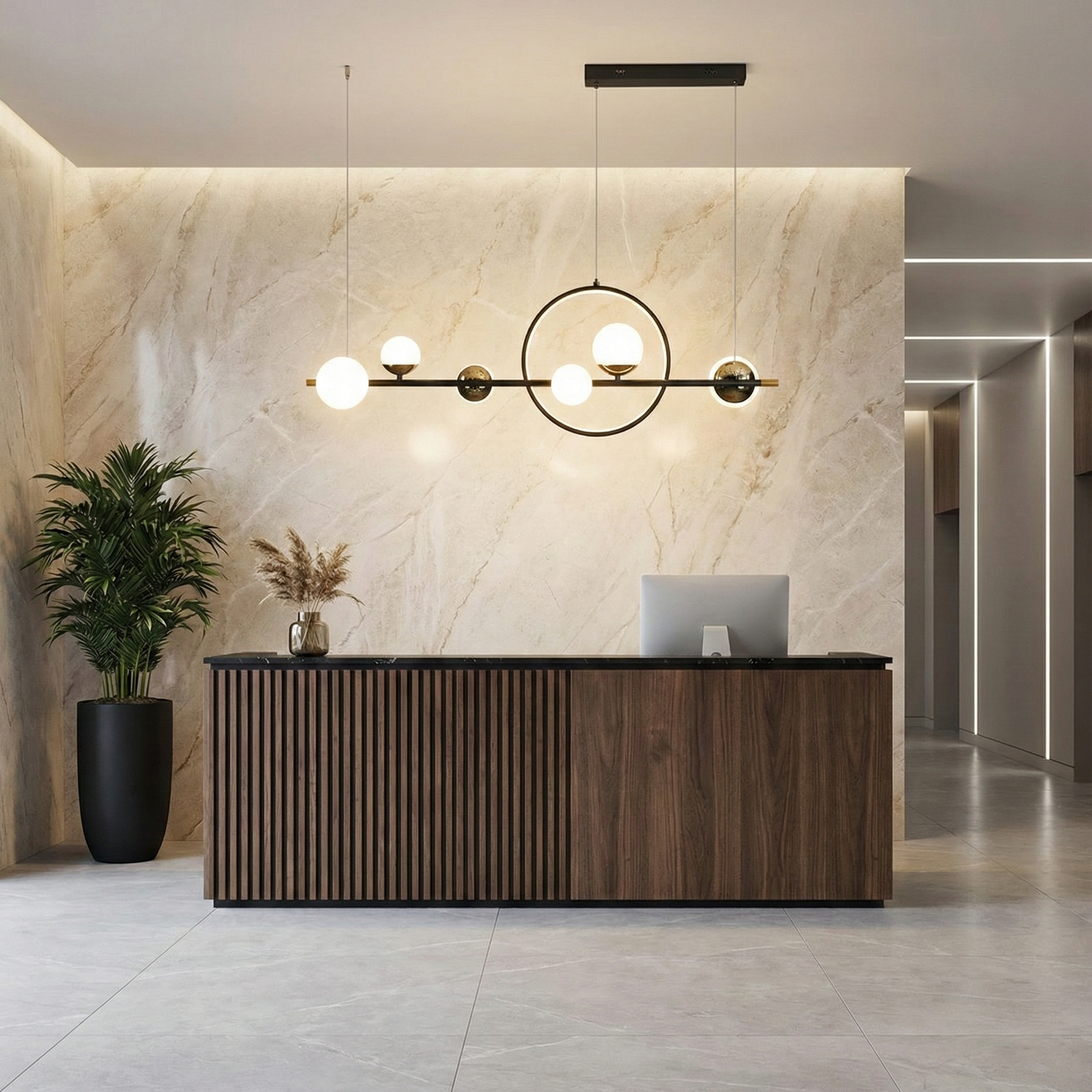 Висящ дизайнерски полилей Carina Spark с LED ринг и 6 крушки