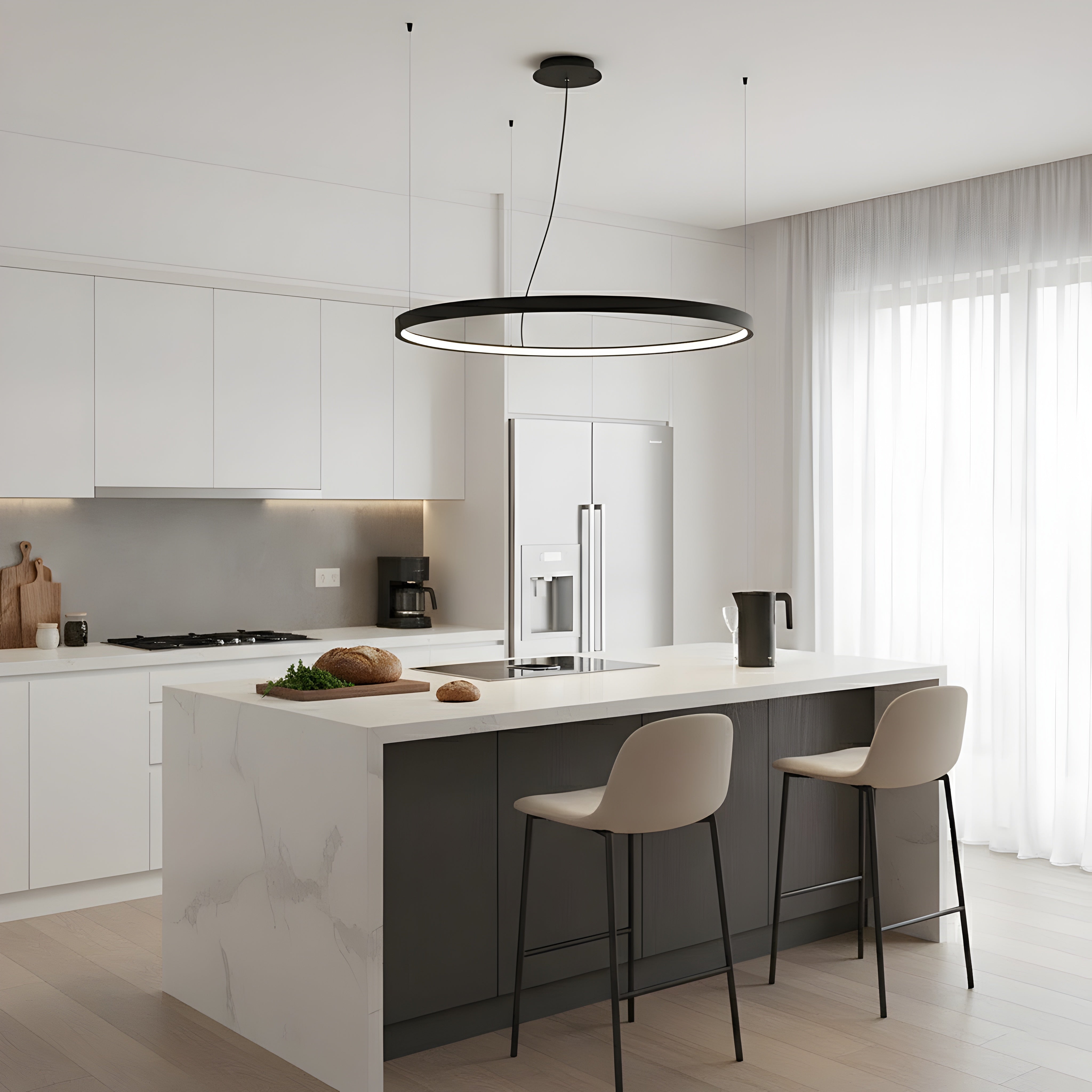 Висящ кръгъл LED полилей Oreol | Тип пръстен | 5 размера