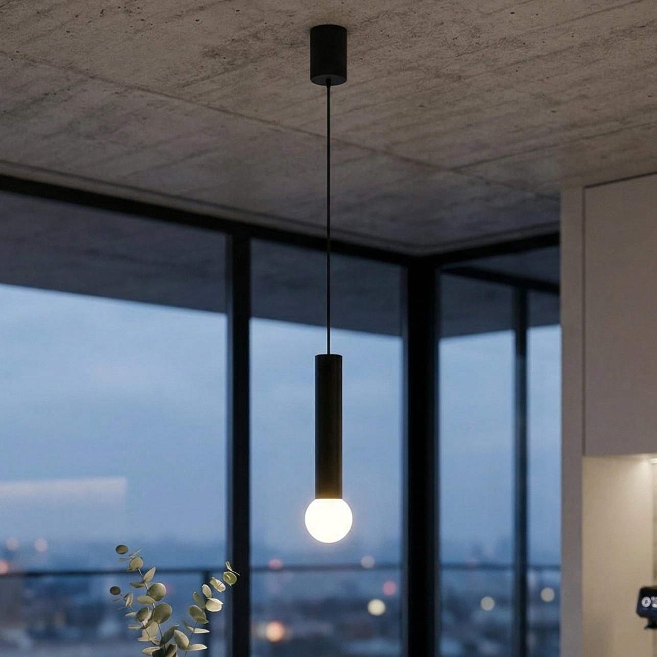 Висящ LED пендел Baton Black M | 130cm | Черен | 10W | E27