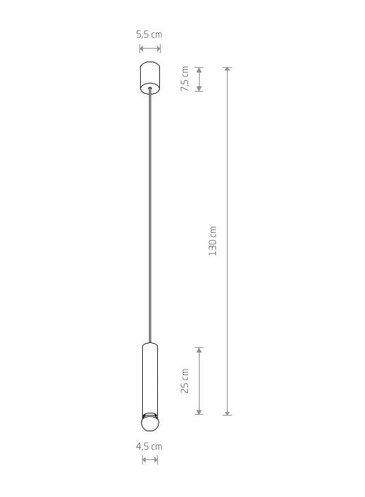 Висящ LED пендел Baton Black M | 130cm | Черен | 10W | E27