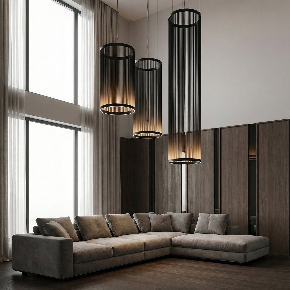 Висящ LED пендел Verto L | Цилиндричен | 20W | 3000K | Черен