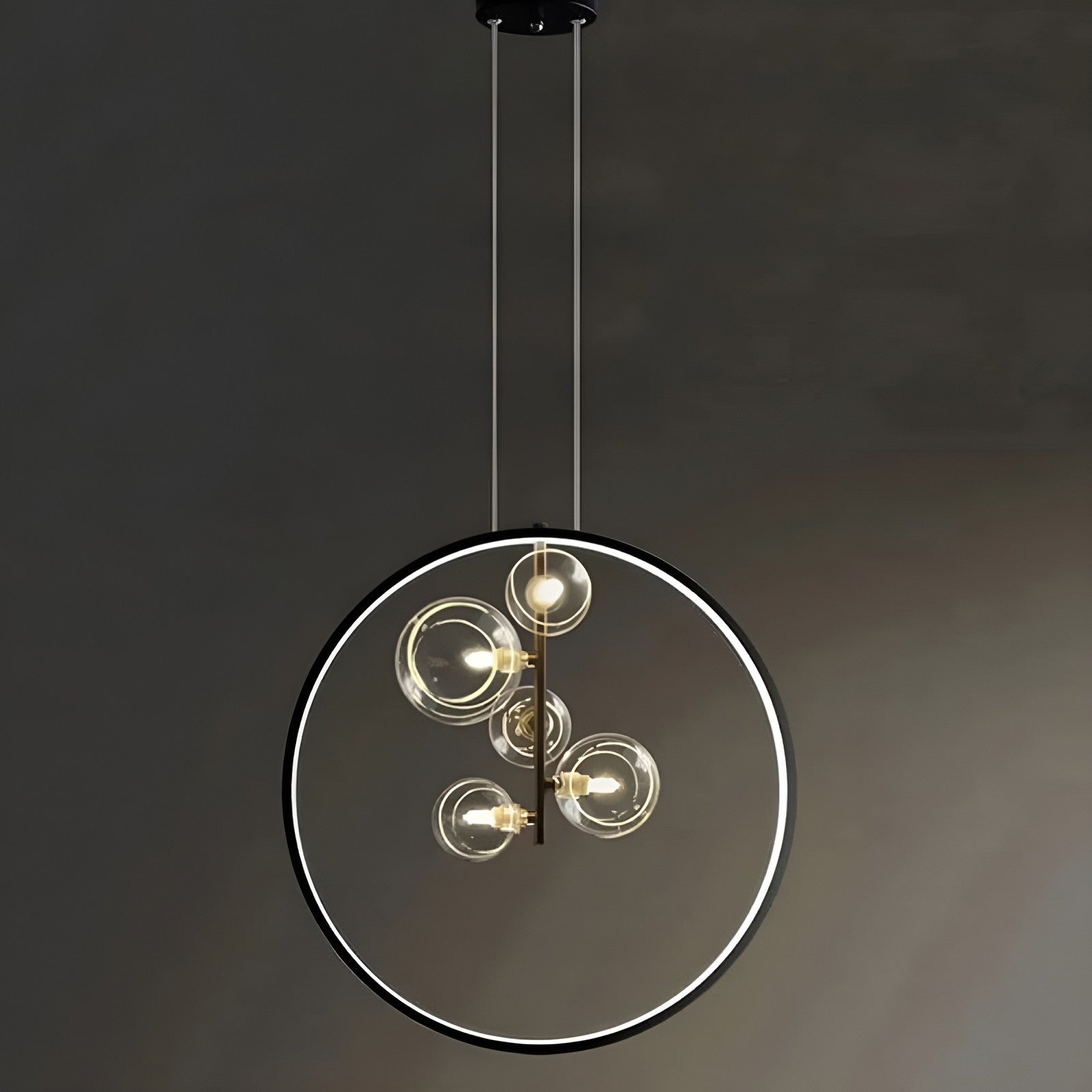 Висящ LED полилей Carina Ring 5 | Ринг и 5 стъклени сфери - alternate view