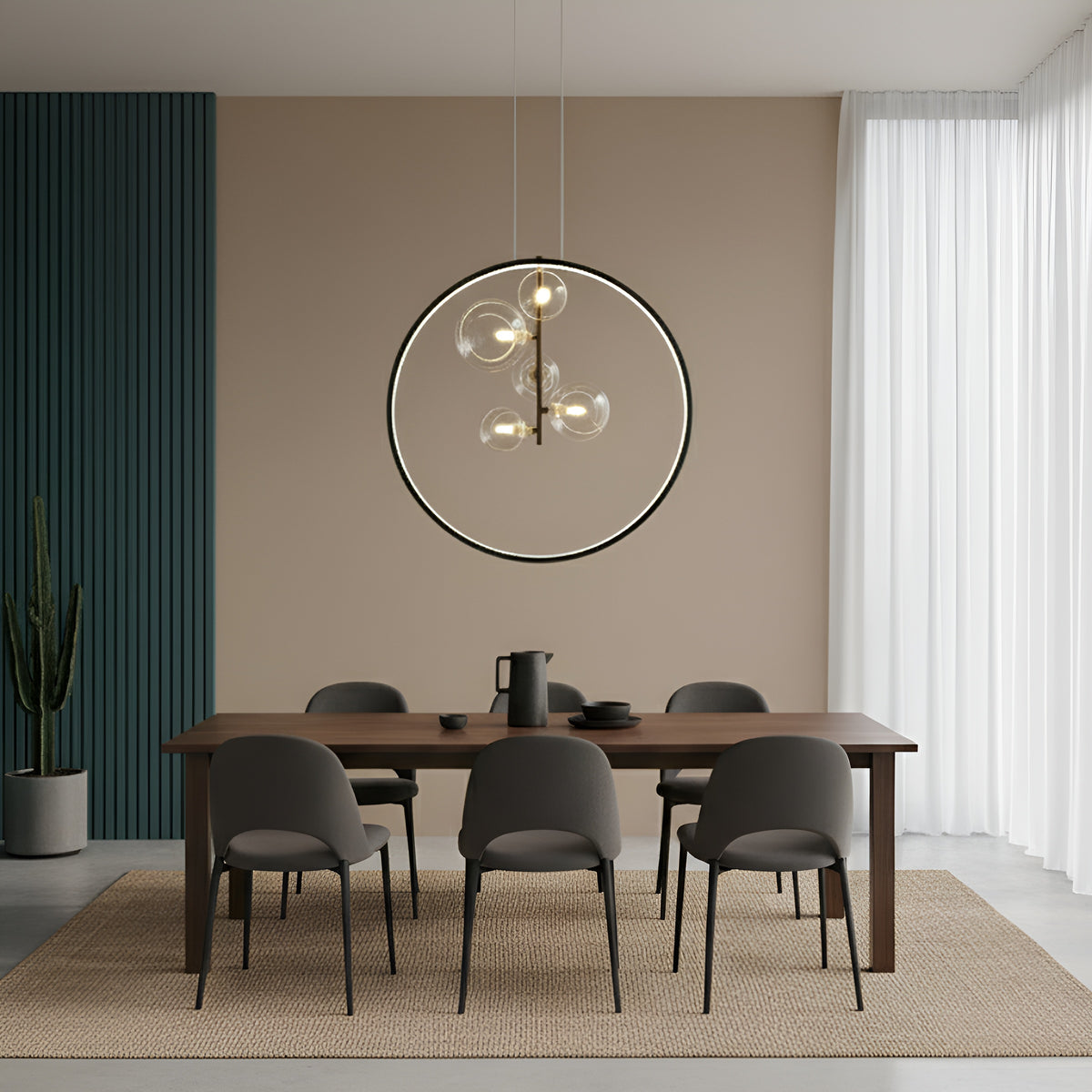 Висящ LED полилей Carina Ring 5 | Ринг и 5 стъклени сфери