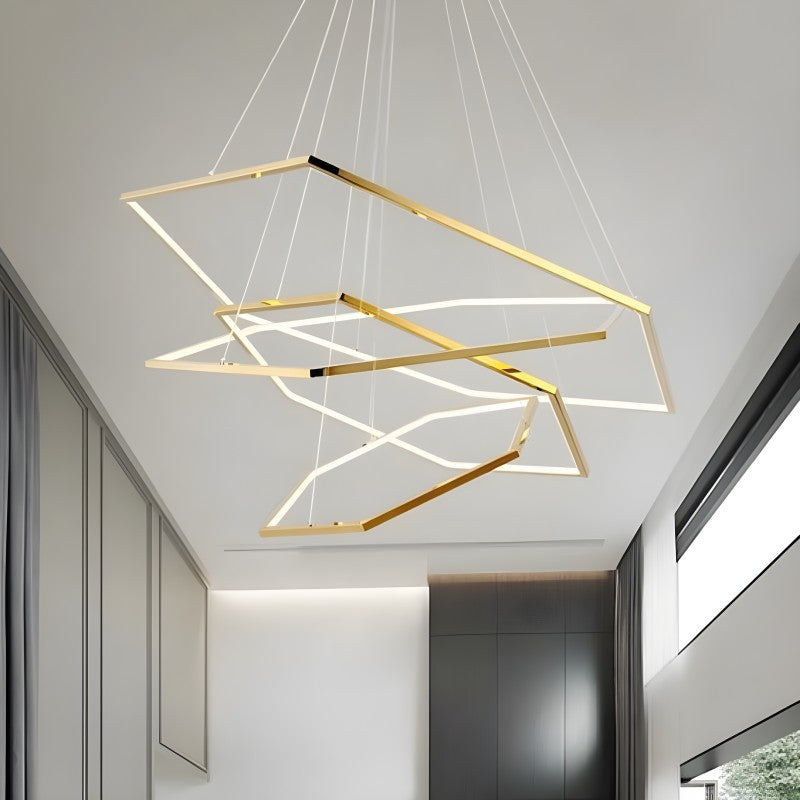 Висящ LED полилей Solis | 3 златни рамки | 52W | 3000K