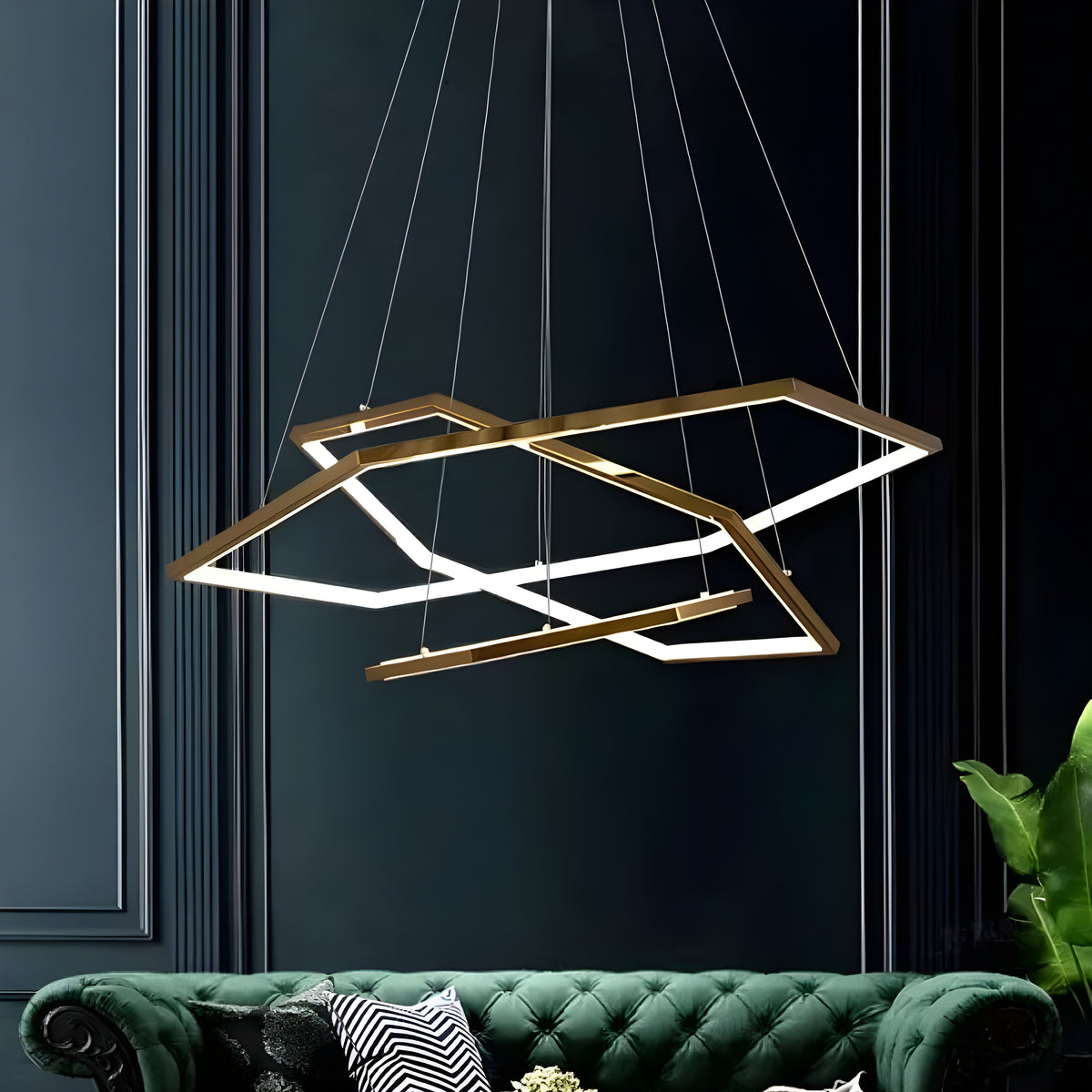 Висящ LED полилей Solis | 3 златни рамки | 52W | 3000K