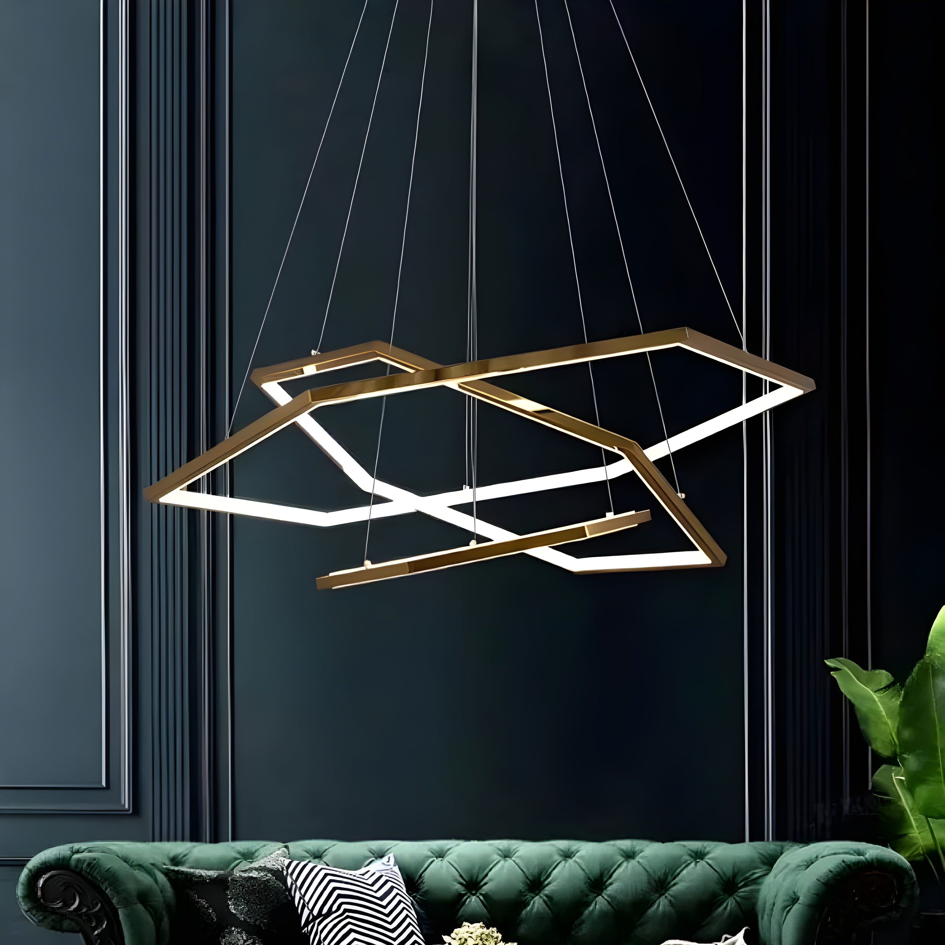 Висящ LED полилей Solis | 3 златни рамки | 52W | 3000K