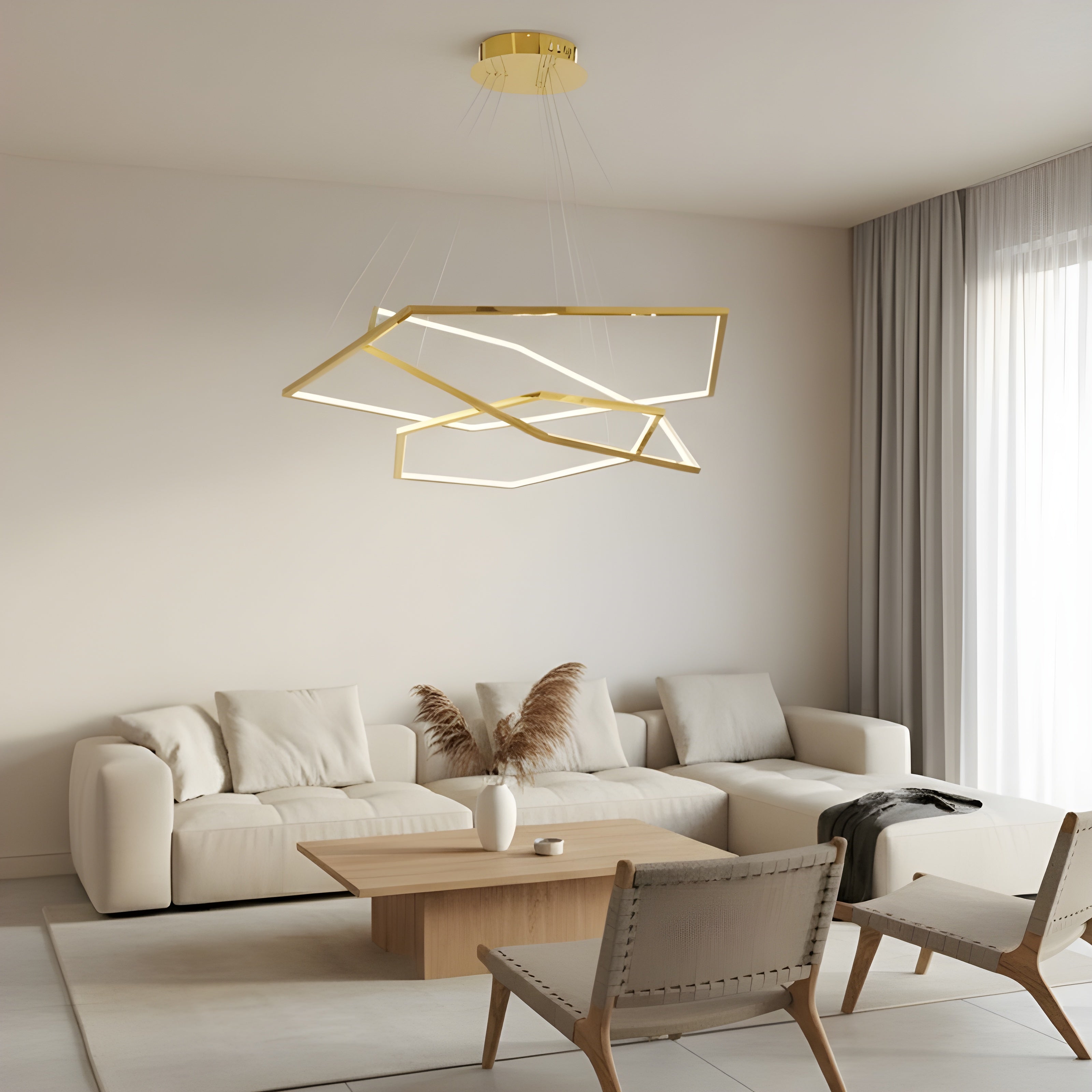 Висящ LED полилей Solis | 3 златни рамки | 52W | 3000K