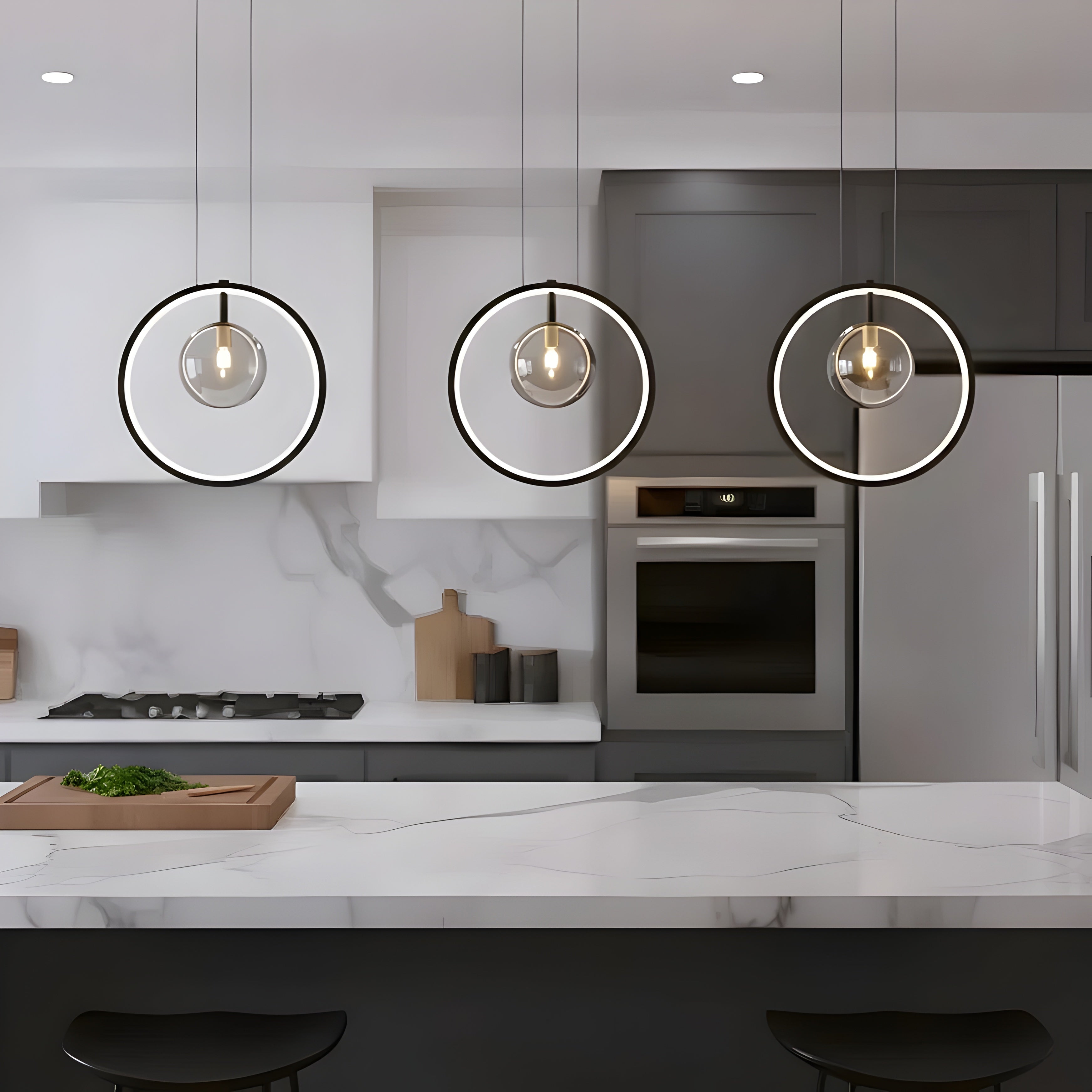 Висящ пендел с LED ринг и стъклена сфера Carina Ring 1 (Ø30 см)