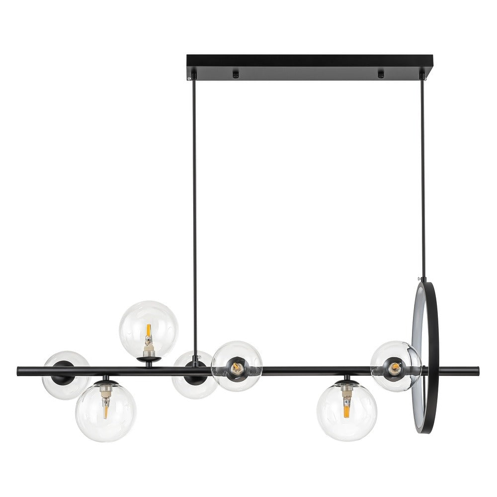 Висящ полилей Carina Line 7 | LED ринг | 7 стъклени сфери | 90 см