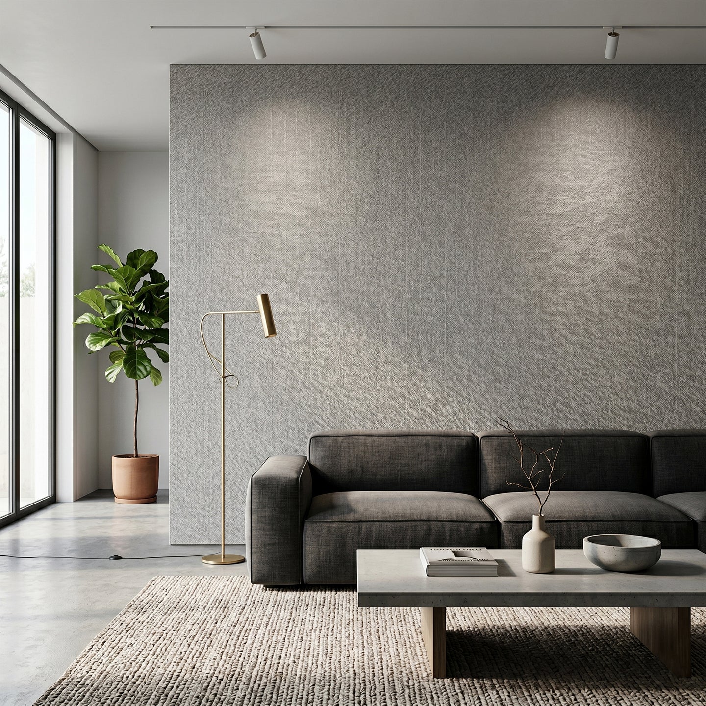 WPC панел за стена Persian Linen със сив текстилен ефект | 288 x 122cm